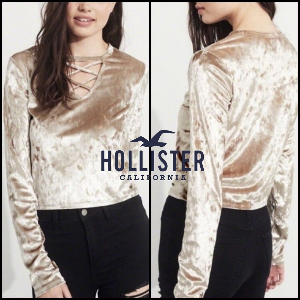 Hollister Gold Crushed Velvet Top